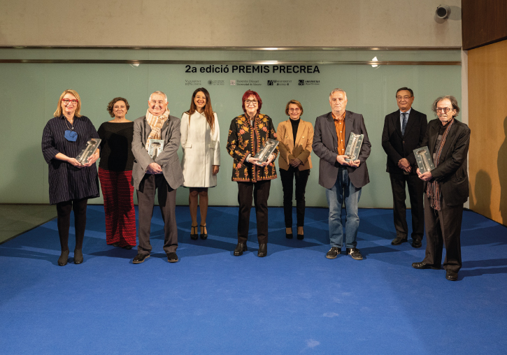 Les guardones i guardonats en aquesta edició dels premis PRECREA. Foto Damián Llorens.